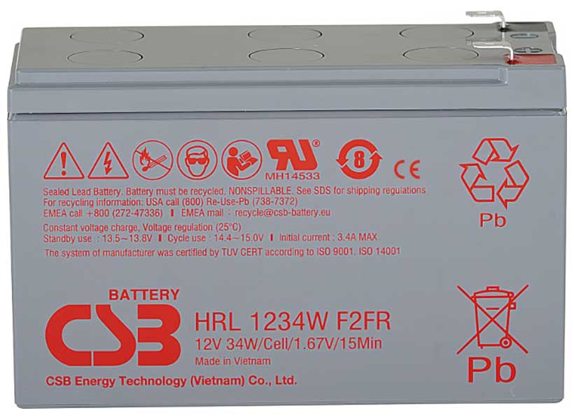 Изображение товара Аккумуляторная батарея для ИБП CSB HRL1234W F2 FR (12В, 9Ач)