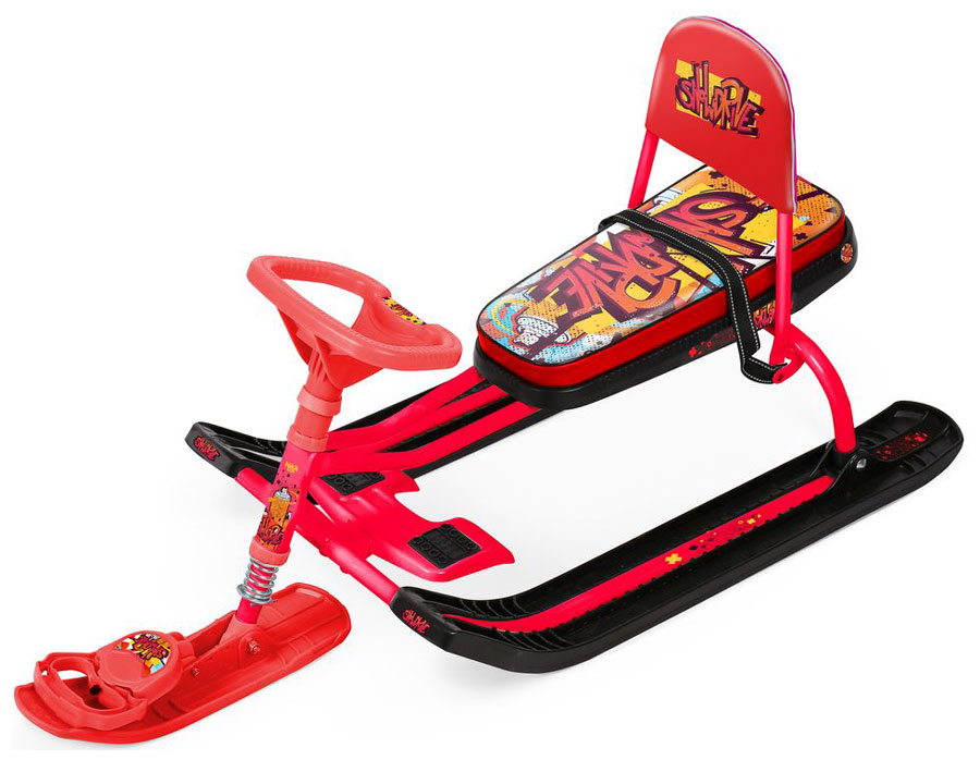 Изображение товара Снегокат Ника Тимка спорт 4-1 с граффити на красном