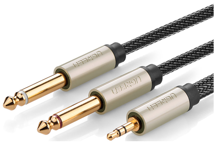 

Кабель Ugreen AV126 (10613) 3.5mm TRS to Dual 6.35mm TS Audio Cable, длина 1 м., серый