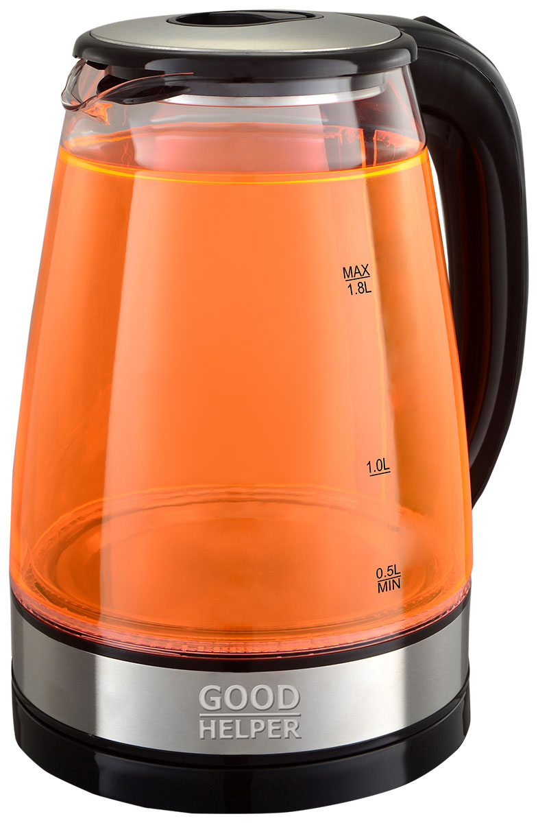 

Чайник электрический GoodHelper KPG-1810 Orange, Прозрачный/нержавеющая сталь