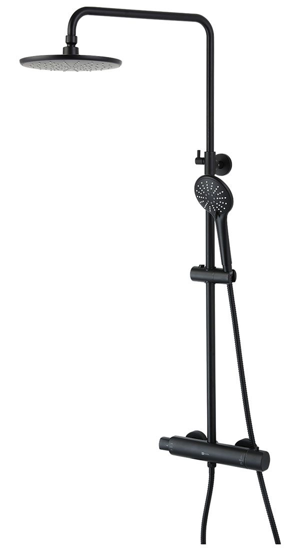 Изображение товара Душевая система Lemark с верхним душем и термостатом черная LM3770BL