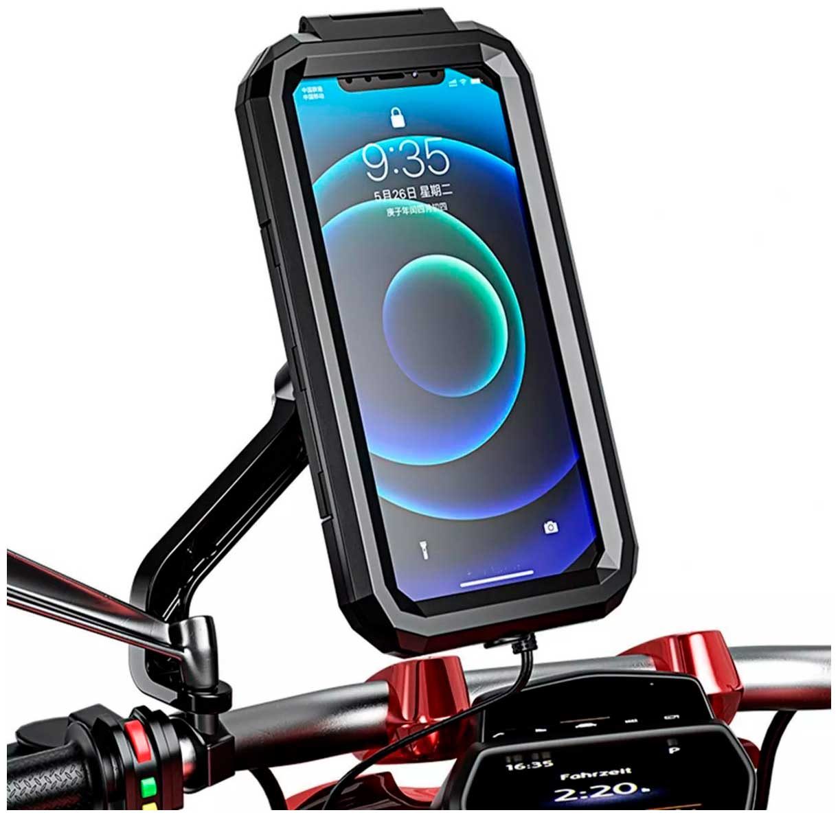 Изображение товара Держатель телефона Kewig M18L-A2 с беспроводной зарядкой Qi 15W / USB Type C 12-24V (KWG-M18L-A2)