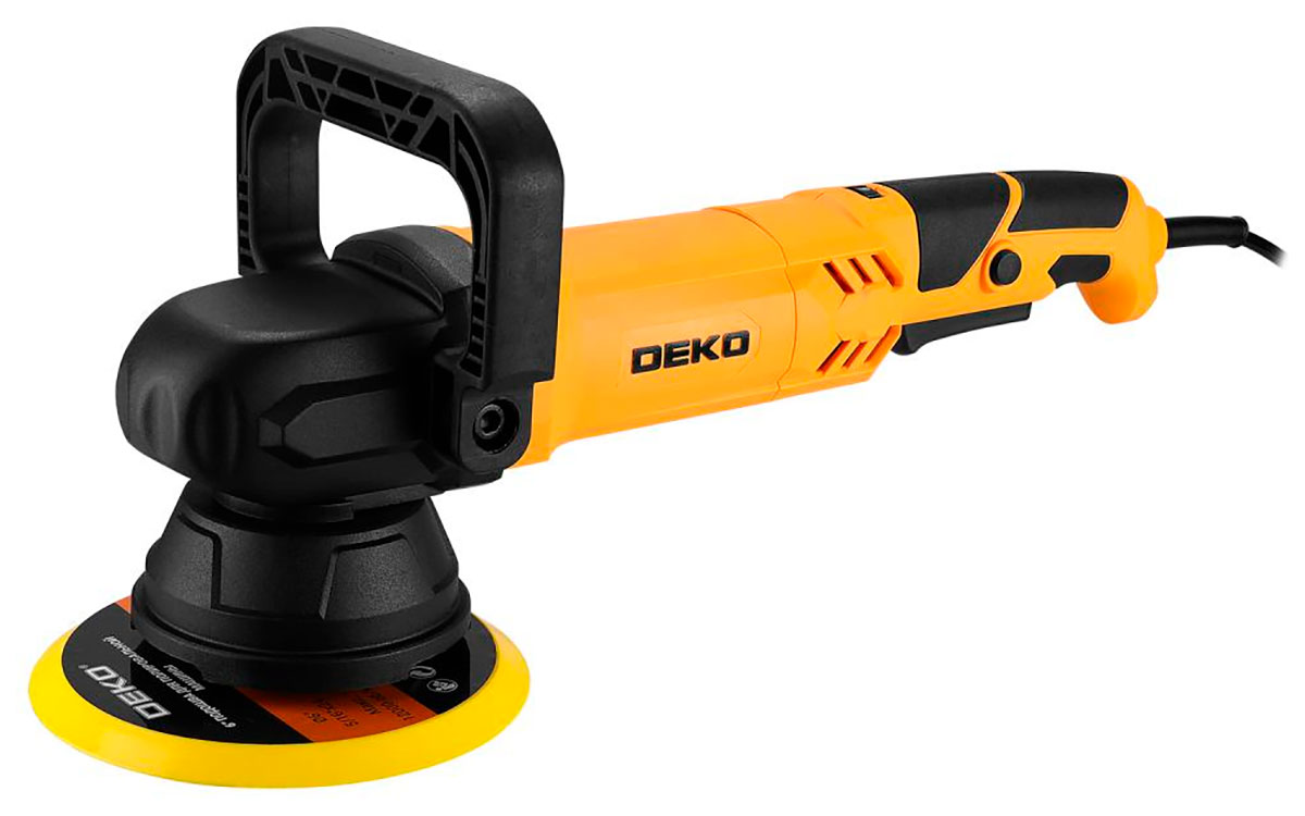 Шлифмашина полировальная орбитальная сетевая Deko P1400-D, 150 мм, 1400 Вт, черно-желтый (083-1047)