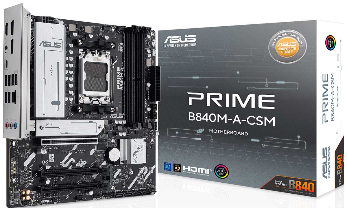 

Материнская плата Asus PRIME B840M-A-CSM (AM5, mATX), Черный