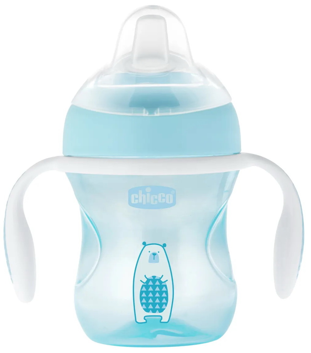 Изображение товара Поильник Chicco Transition Cup 4м+ голубой с мягким силиконовым носиком