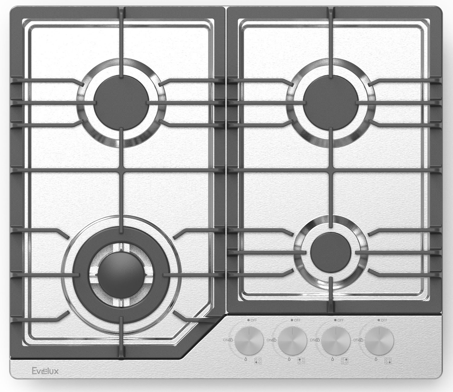 Изображение товара Газовая варочная панель Evelux HEG 638 X 4 конфорки Nержавеющая сталь