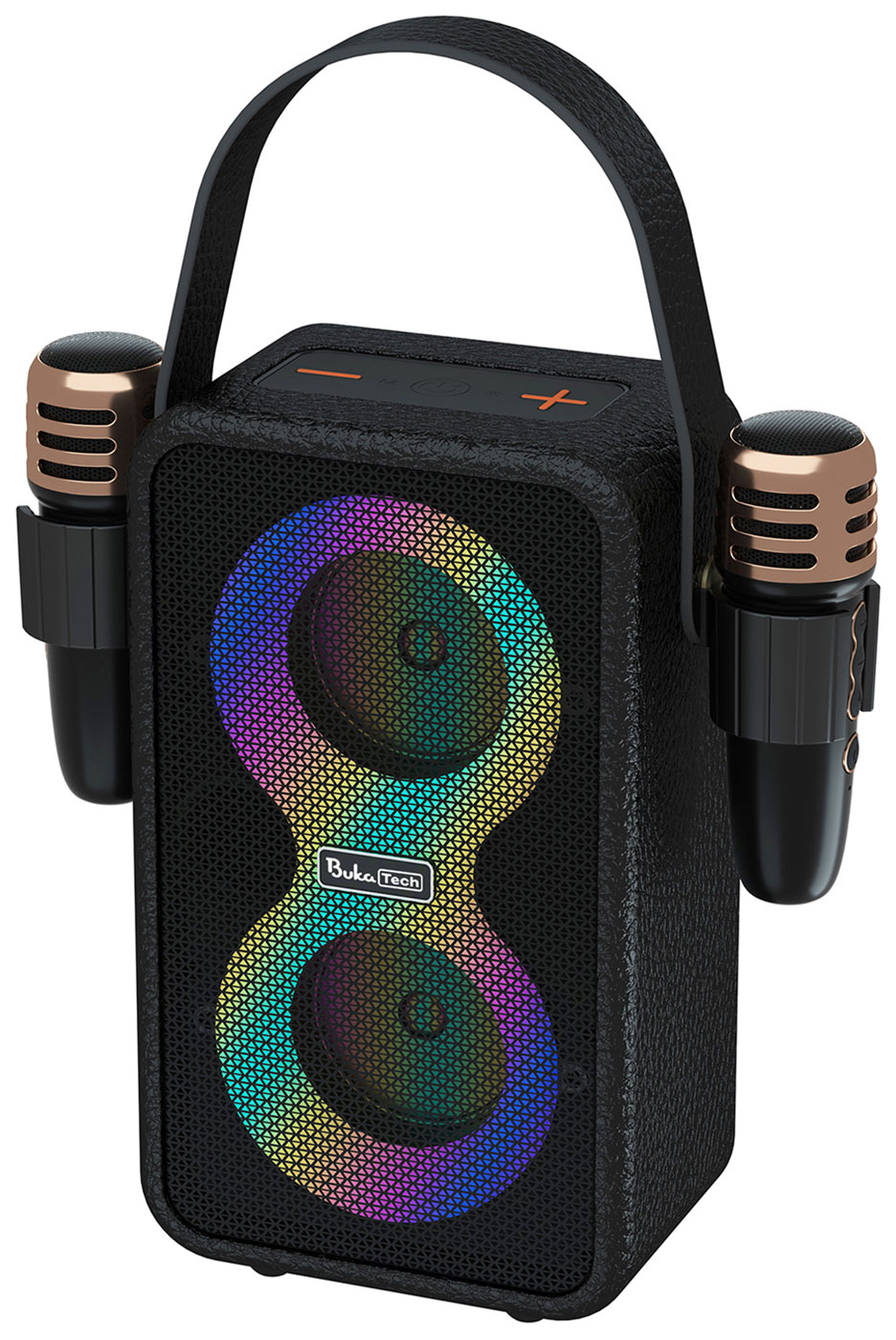 Изображение товара Портативная колонка BukaTech Nika с двумя микрофонами черная для караоке вечеринок