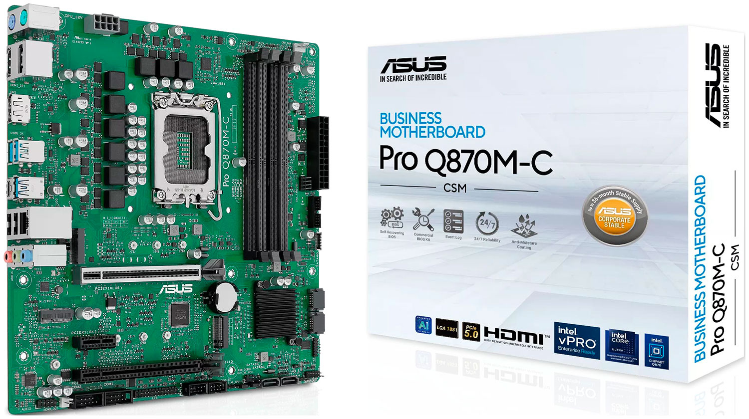 Изображение товара Материнская плата Asus PRO Q870M-C-CSM LGA1851 DDR5 MicroATX для процессоров Arrow Lake