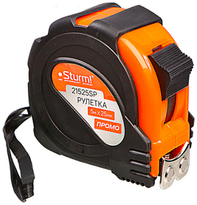 Изображение товара Рулетка Sturm! 5х25 мм, ОБРЕЗИНЕННЫЙ корпус, КЛАСС ТОЧНОСТИ II, УСИЛЕННЫЙ магнит, ПРОМО (21525SP)
