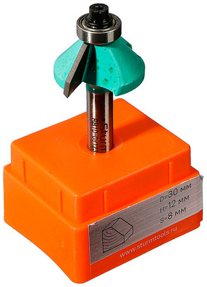 Изображение товара Фреза кромочная конусная с подшипником Sturm! DxHxL 30x12x57 мм, хвостовик 8 мм (RB10-081230)