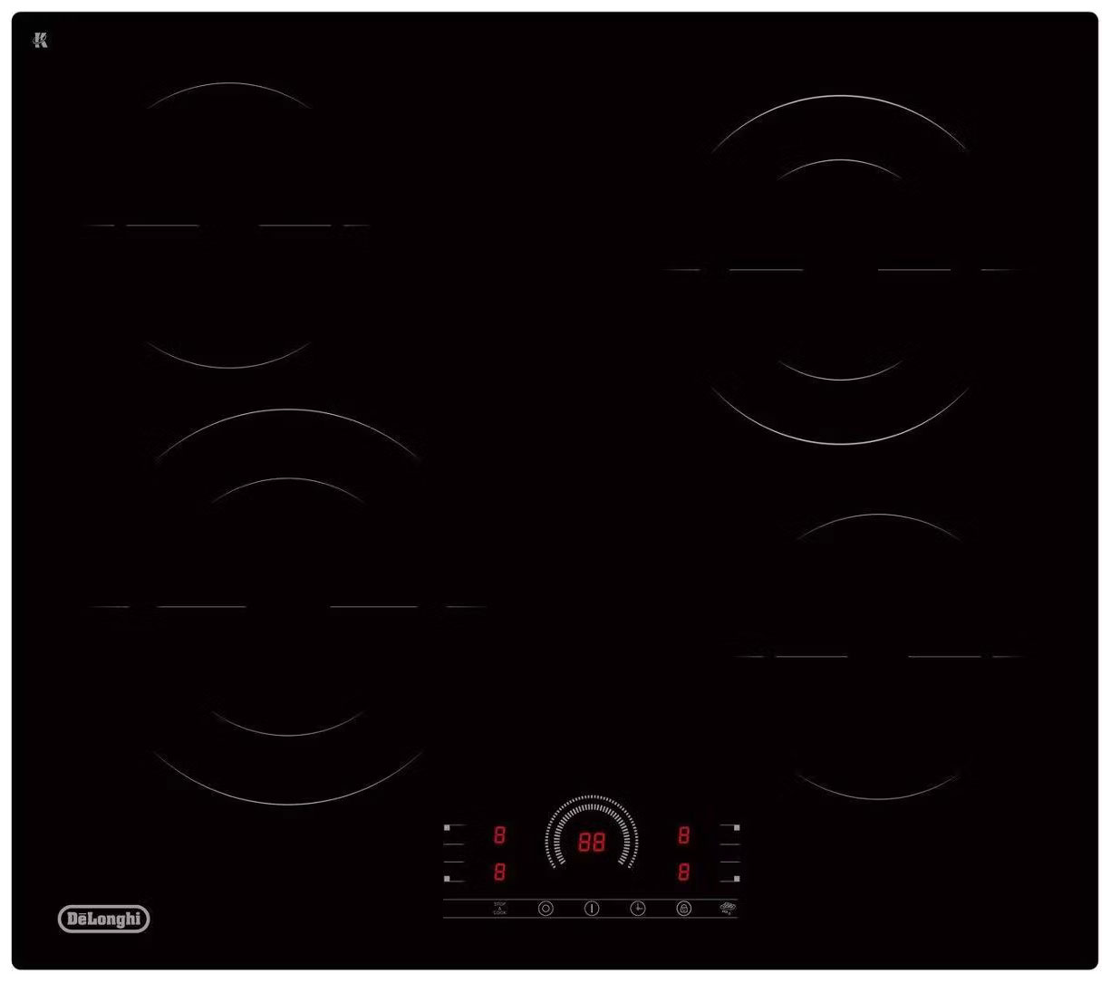 Изображение товара Электрическая варочная панель De'Longhi VITTORIO 2E1F CH 4 конфорки стеклокерамика