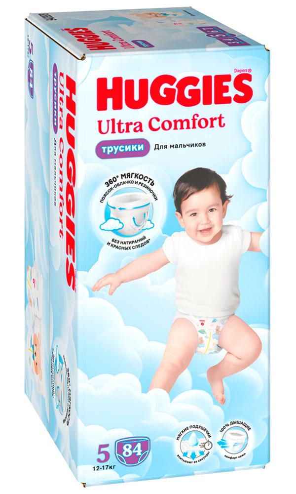 Изображение товара Трусики-подгузники Huggies Ultra Comfort 5, 12-17 кг, 84 шт, Для мальчиков