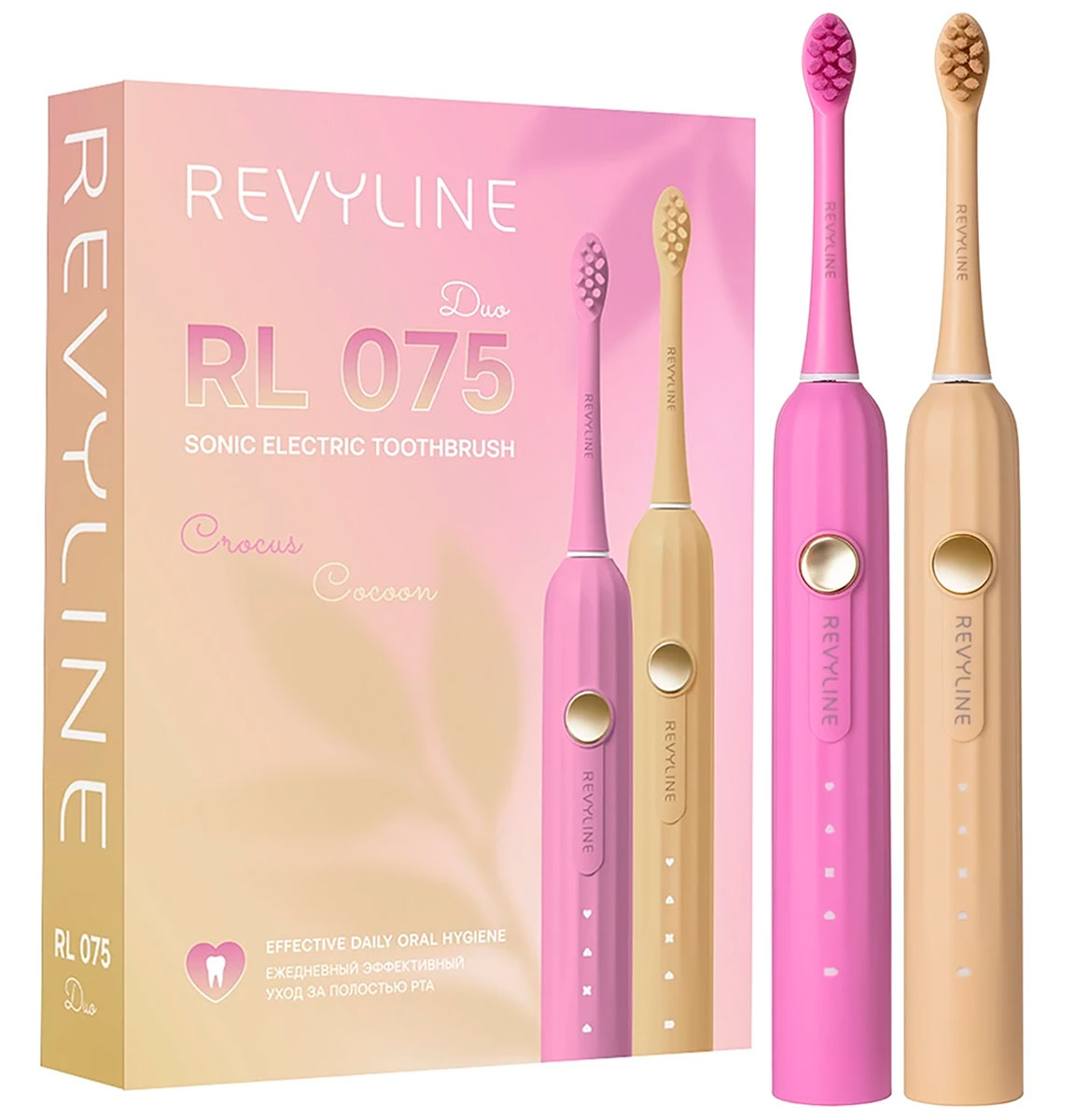 Изображение товара Электрическая зубная щетка Revyline RL 075 DUO crocus+cocoon