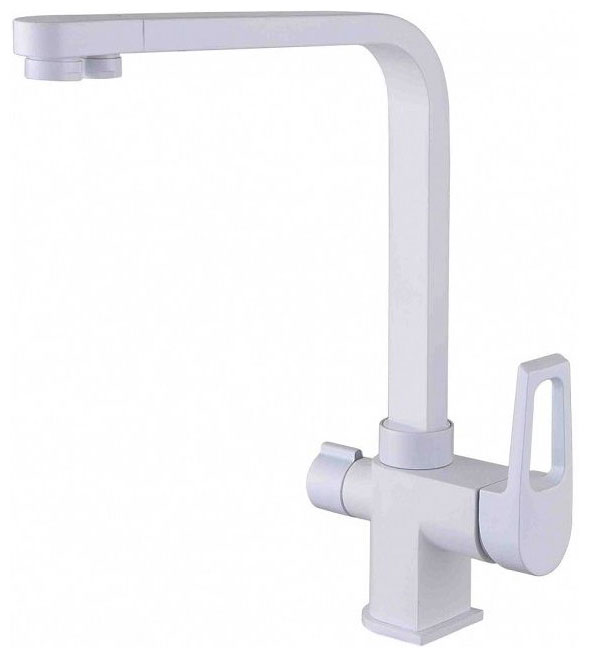 Изображение товара Кухонный смеситель Zorg ZR 334 YF с двойным каналом белый глянцевый