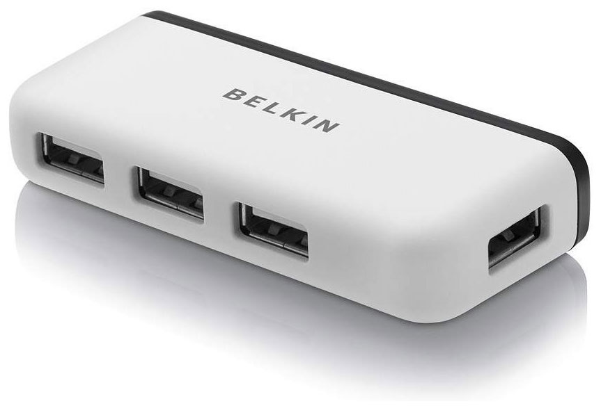 Изображение товара Разветвитель и хаб Belkin 4xUSB, встроенный кабель USB папа (F4U021bt)