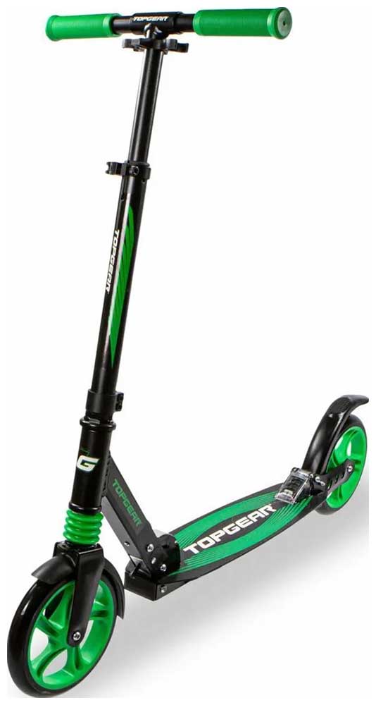 Изображение товара Самокат Topgear черн.-зел., складной, диаметр колес 200мм, алюминий