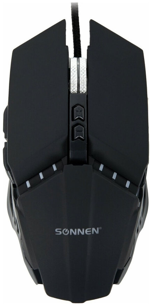 Мышь проводная игровая Sonnen Z5, металл/пластик, 8 кнопок, 800-3200 dpi, LED-подсветка, черная, 513521