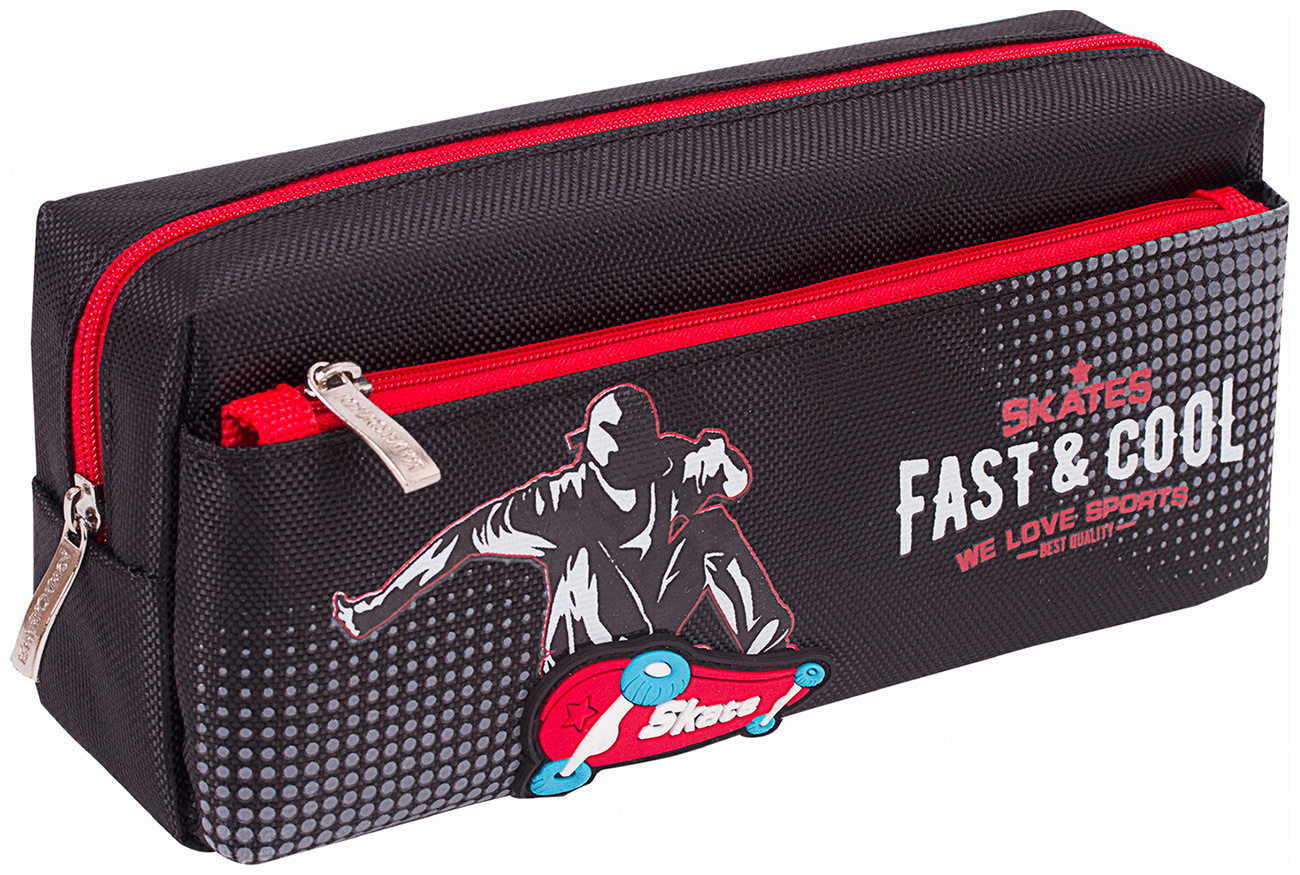Изображение товара Пенал Юнландия полиэстер, "Skate", черный, 21х6х9 см, 270276