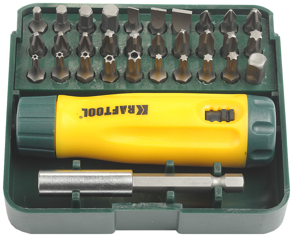 Изображение товара Реверсивная отвертка с насадками Kraftool Kompakt-32 32 предм, 26142-H32