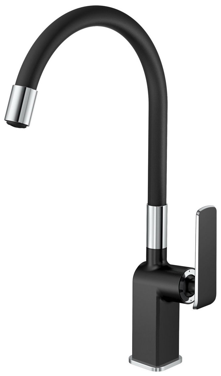 Изображение товара Кухонный смеситель Haiba HB548-7 черный с поворотным изливом 5 лет гарантия