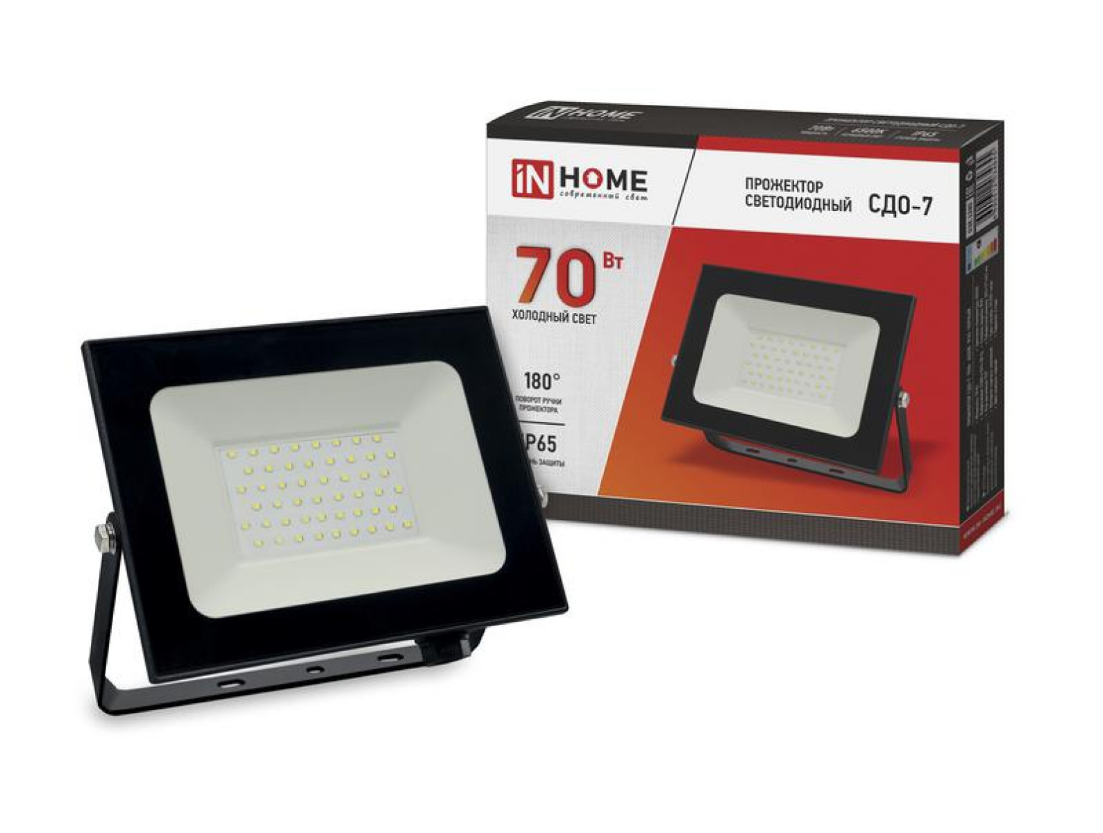 Изображение товара Прожектор светодиодный In Home СДО-7 70Вт IP65 черный для наружного освещения