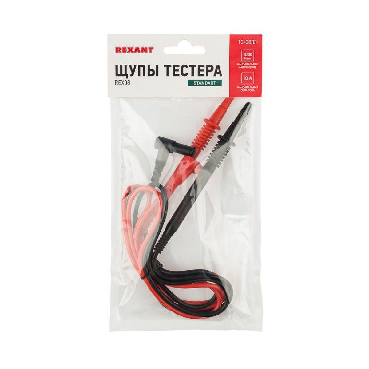 Изображение товара Щупы тестера Rexant REX08 красно-черные, высокое качество, 12 мес гарантия