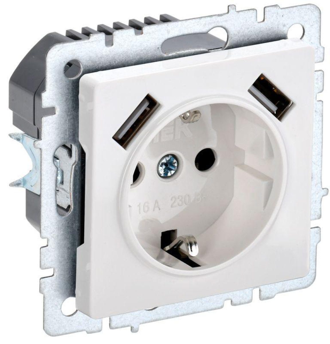 Изображение товара Розетка IEK BRITE РЮш10-1-БрБ 16А с USB и заземлением