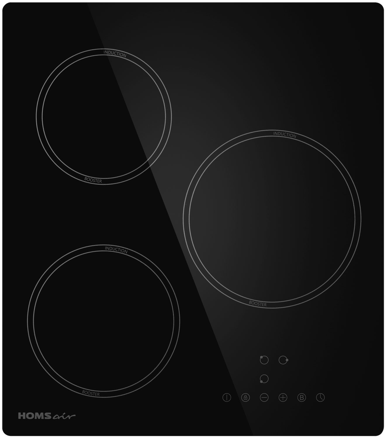 Изображение товара Электрическая варочная панель Homsair HI43ABK с 3 индукционными конфорками