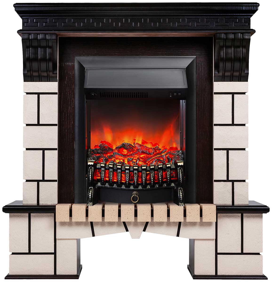 Изображение товара Каминокомплект Realflame STONE STD AO + FOBOS BL с эффектом пламени и обогревом 25 м2