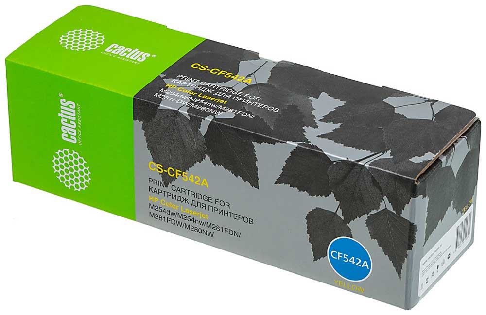 Изображение товара Картридж Cactus CS-CF542A для HP LaserJet Pro M254/M280/M281, желтый, ресурс 1400 стр.