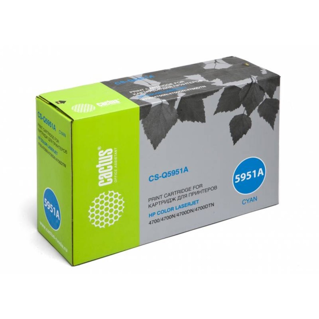 Изображение товара Лазерный картридж Cactus CS-Q5951A голубой 10000 страниц для HP LJ 4700