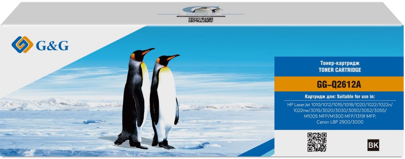 Изображение товара Лазерный картридж G&G GG-Q2612A черный для HP 1010 1020 3015 3020 2000 стр.