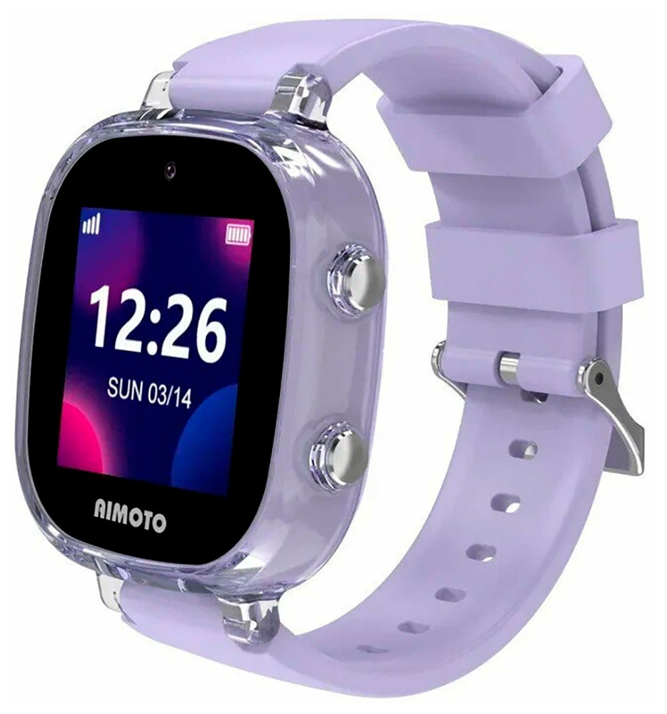 Изображение товара Детские умные часы Aimoto Crystal 4G лиловые с GPS видеозвонком и функциями безопасности