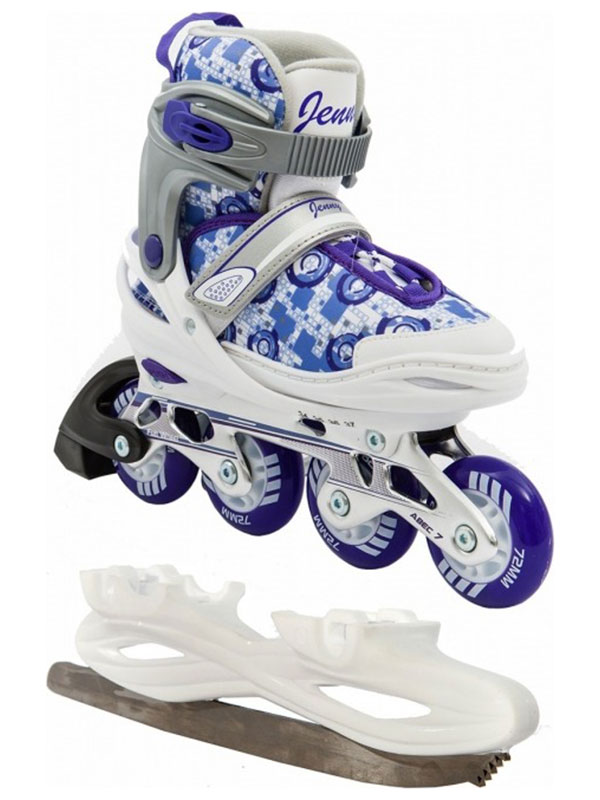 

Коньки раздвижные Calambus Jenny COMBO + ролики р. 30-33, белый/фиолетовый