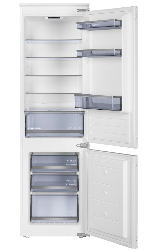 Изображение товара Встраиваемый двухкамерный холодильник Maunfeld MBF177SWGR Inverter белый