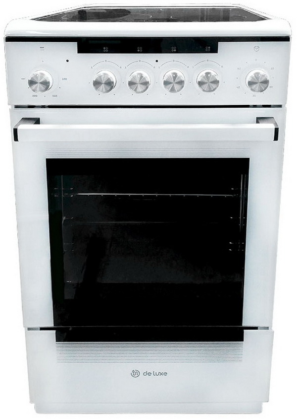 Изображение товара Электроплита De luxe 506004.13эс белая с духовкой и грилем 4 конфорки