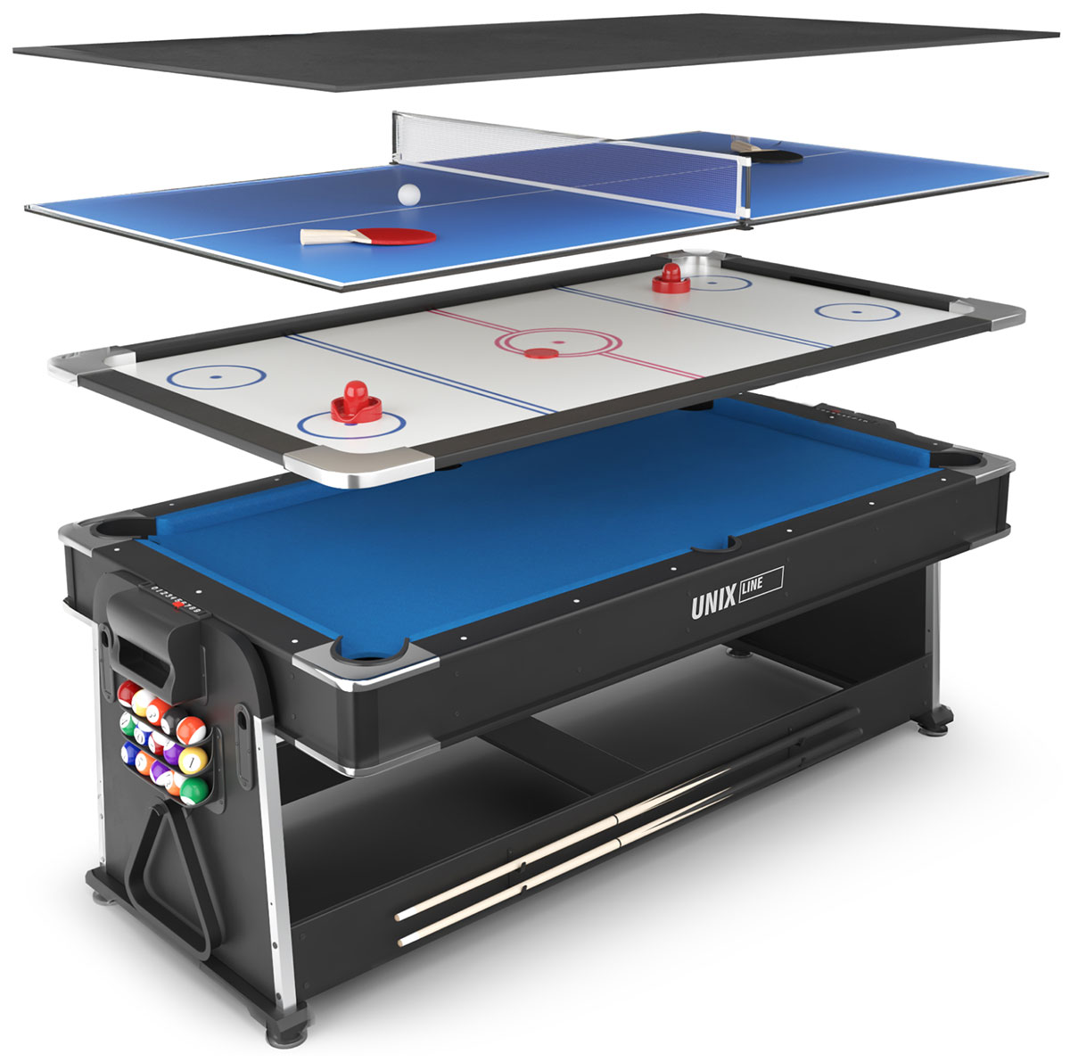 

Игровой стол Unix Line, Трансформер 4 в 1 (204х112 cм) Black (GTM204X112BK)