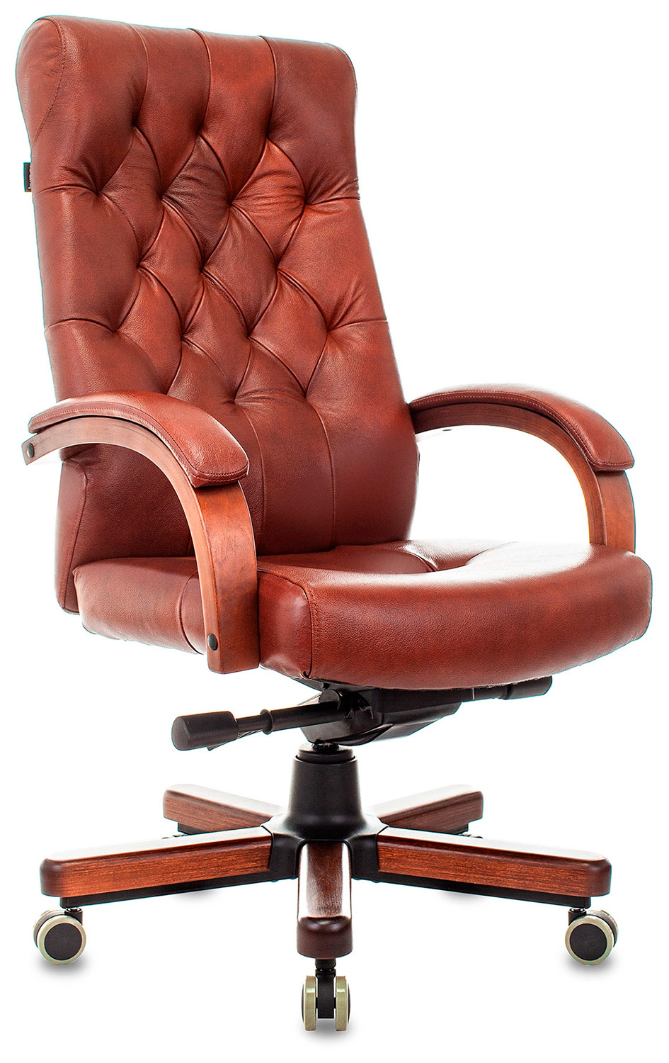 Изображение товара Кресло руководителя Бюрократ T-9928WALNUT, светло-коричневый Leather Eichel, кожа, крестовина металл/дерево (T-9928WALNUT/CHOK)