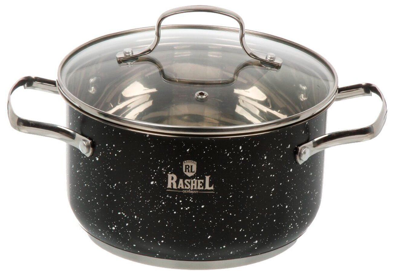 Изображение товара Кастрюля из нержавеющей стали Rashel R-109v 1.9 л стеклянная крышка для индукции