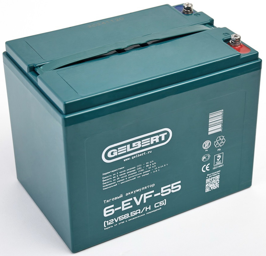 Изображение товара Тяговый аккумулятор Gelbert 6-EVF-55 (12V58.5A/H C5)