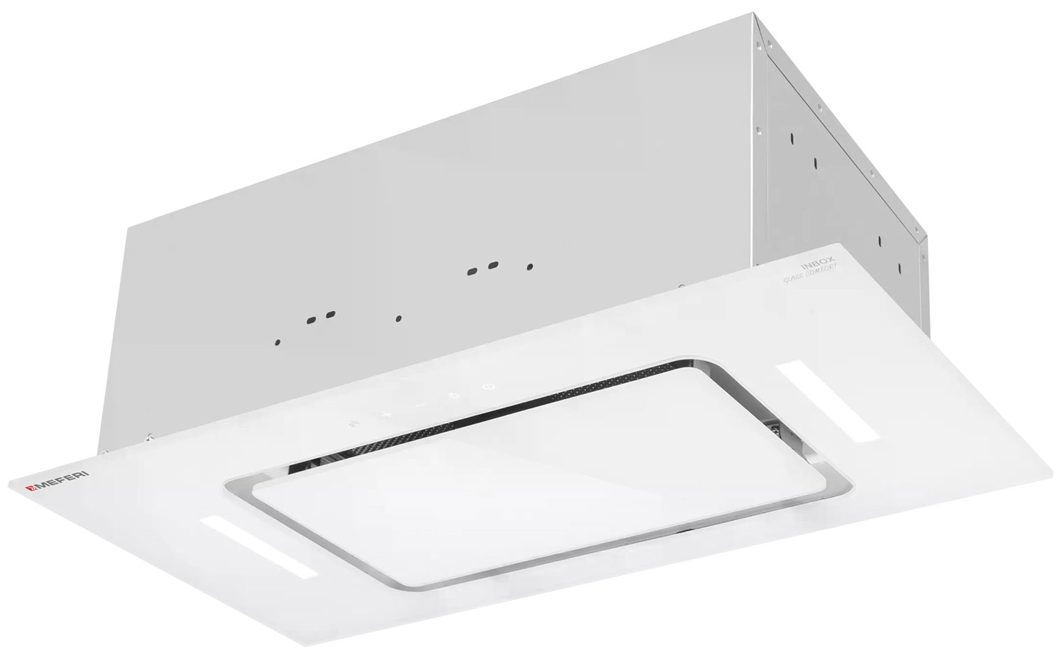 Изображение товара Вытяжка Meferi INBOX60WH GLASS COMFORT белая стеклянная для кухни до 35 м2