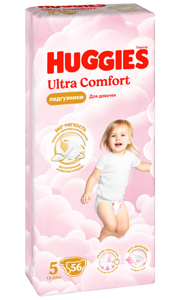 

Подгузники Huggies Ultra Comfort 5, 12-22 кг, 56 шт, Для девочек