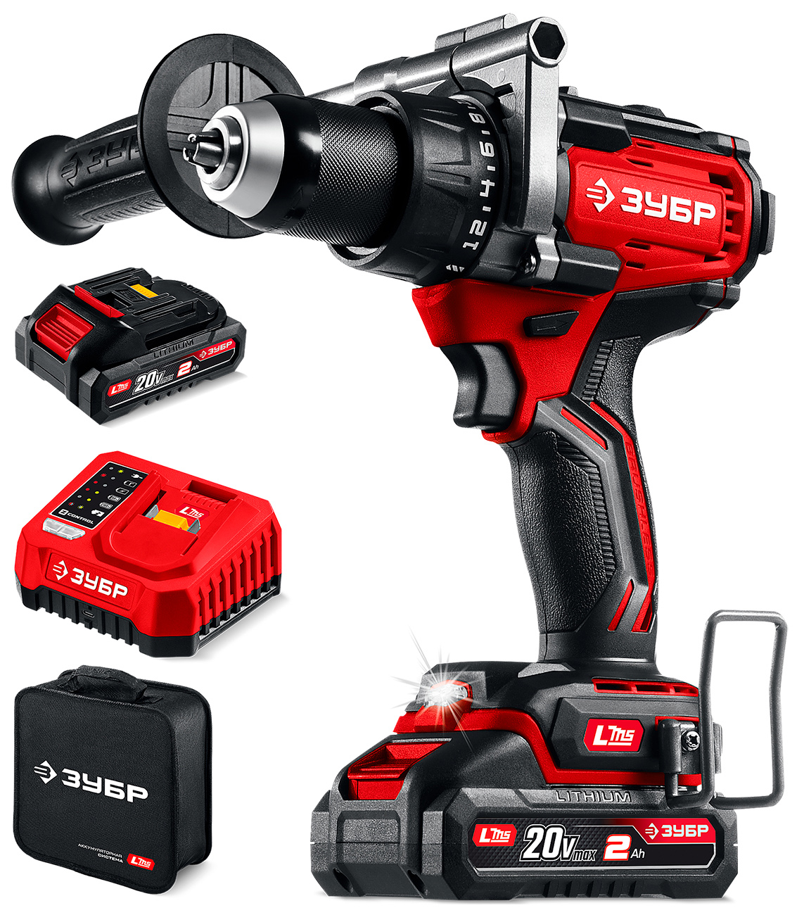 

Дрель-шуруповерт бесщеточная Зубр 20 В, 165 Н·м, 2 АКБ LMS (2 А·ч), сумка (ДБ-165-22)