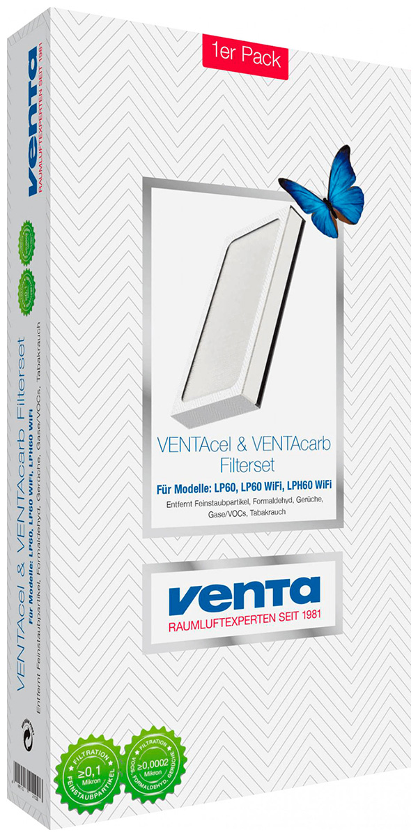 Фильтр 2 в 1 Venta VENTAcel с угольным фильтром для LP60/LPH60/AP902/AH902 (0,1 мкм) фильтр тонкой очистки ventacel nelior для lph60 wifi