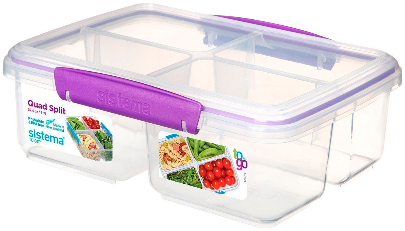 Изображение товара Контейнер прямоугольный четырехсекционный Sistema 1,74л фиолетовый 21740