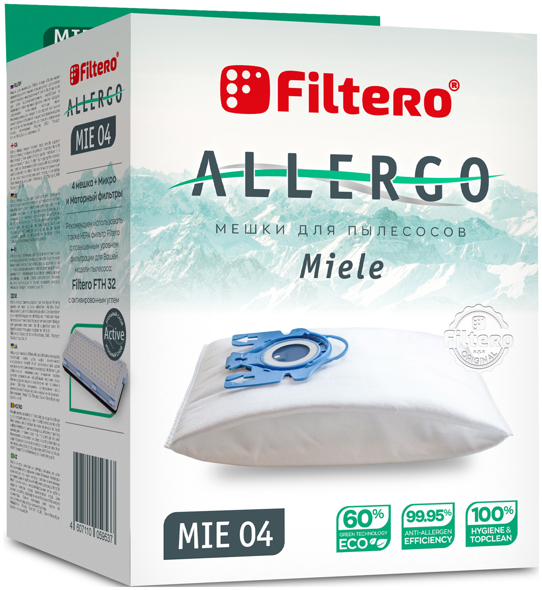 цена Пылесборники Filtero MIE 04 Allergo 4шт. + моторный фильтр и микрофильтр