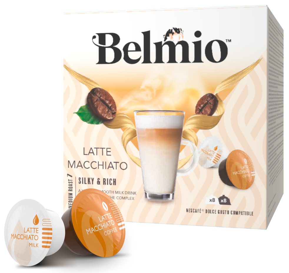 Кофе в капсулах Belmio Latte Macchiato для системы Dolce Gusto, 16 капсул кофе в капсулах gran caffe italiano decaffeinato gusto leggero 10 шт × 5 2 г