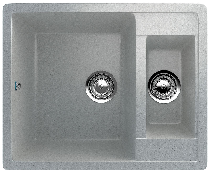 Изображение товара Кухонная двойсекционная мойка Ulgran U-106 серого цвета, врезная с гелькоутом