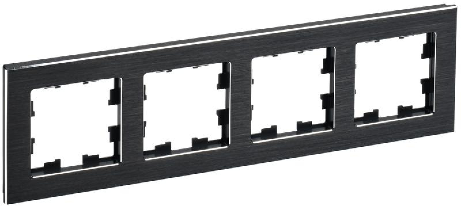 Изображение товара Декоративное рамка для электроустройств IEK BRITE РУ-4-1-БрЧ черная металл