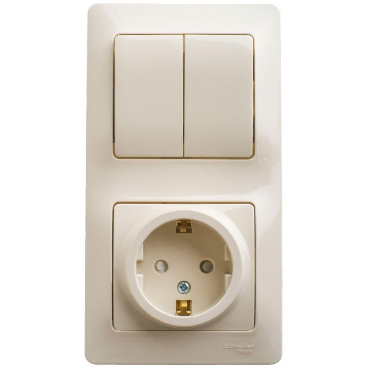 Изображение товара Блок комбинированный системой Electric Glossa с защите шторки и заземлением 1 розетка IP20 бежевый